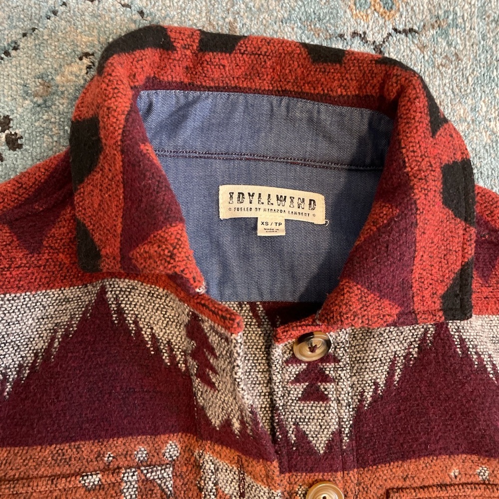 Idyllwind Fueled by Miranda Lambert burgundy wool jacket with tree pattern